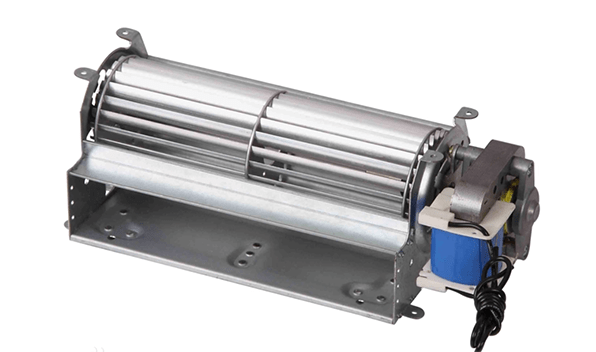 tangential blower for fireplace hot air circulation